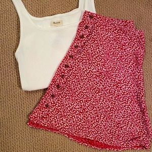 Button Down Floral Mini Skirt